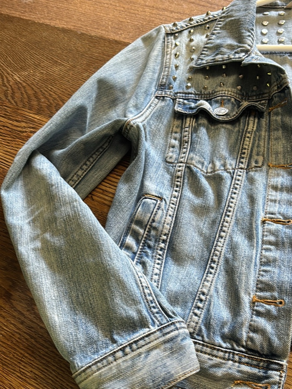Classic Talula Studded Light Wash Denim Jacket